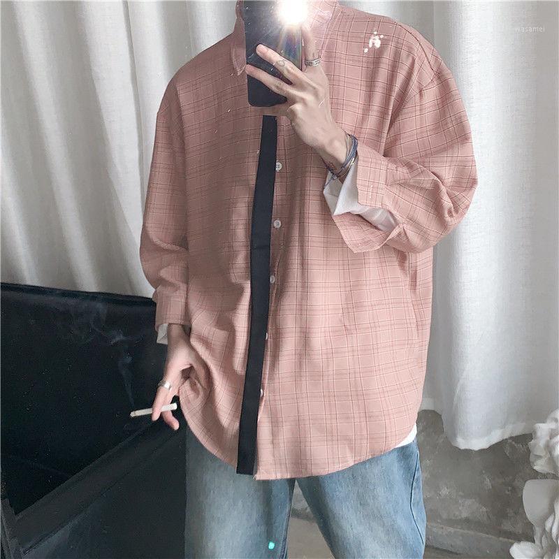 Spring And Summer Youth Ins Lattice Seven-point Sleeve Shirt Fashion Casual Loose Single-breasted Men's Shirts, Red
Spring And Summer Youth Ins Lattice Seven-point Sleeve Shirt Fashion Casual Loose Single-breasted Men's Shirts, Red
