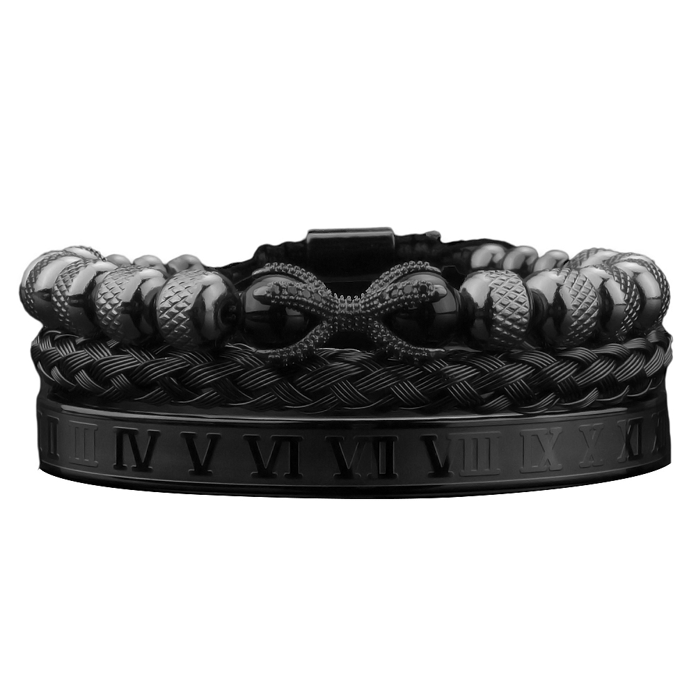 3pcs Luxury Roman Royal Dragon Claw Charm Men Stainless Steel Geometry Pulseiras Open Adjustable Bracelets Couple Jewelry