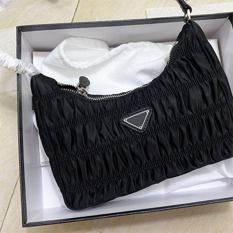 college student armpit handbag mini soho bags key pouch ladies pouch Plain Pleated Nylon Ruched Polyester multi pochette