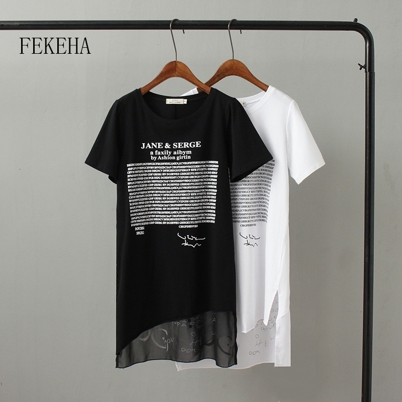 FEKEHA Summer Long T shirt Women Letter Black White Tshirt Sexy Short Sleeve Thin Women Cotton Tops Tees Female Tshirt Y200109
FEKEHA Summer Long T shirt Women Letter Black White Tshirt Sexy Short Sleeve Thin Women Cotton Tops Tees Female Tshirt Y200109
