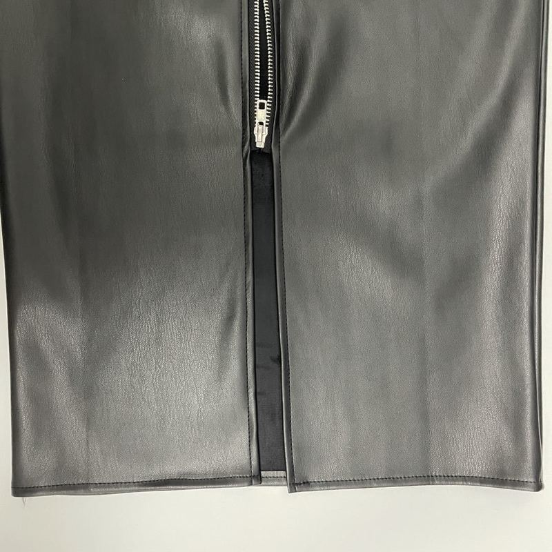 REALEFT Women Black PU Leather Pencil Wrap Skirts Autumn Winter High Waist Zipper Front Split Sheath Long Female 220317