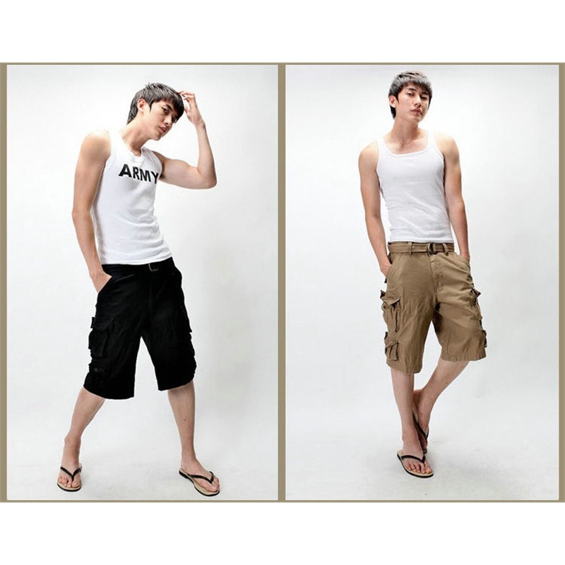 Summer Multi pocket Camouflage Mens Shorts Casual Loose Camo Knee length Cargo With Belt S 3XL 220706