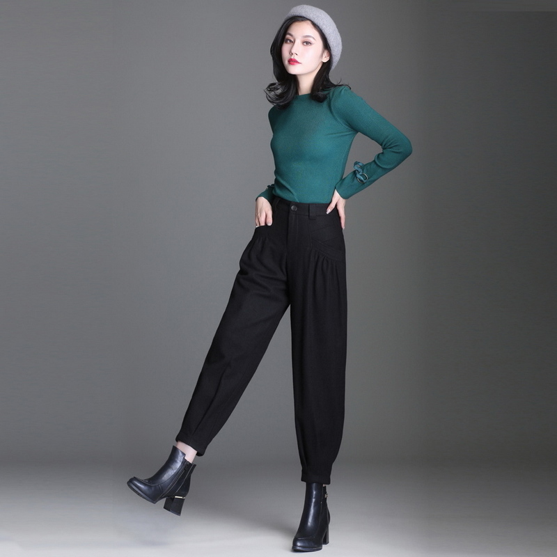 LOMAIYI Warm Autumn/Winter Wide Leg Pants For Women Loose Harem Women's Office Trousers Woman High Waist Lady BW045 220325