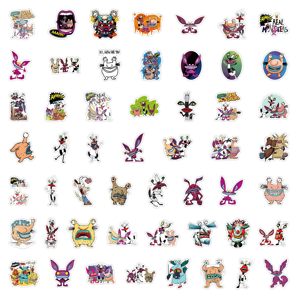 50Pcs Anime Aaahh Real Monsters Sticker Cartoon Graffiti Stickers for DIY Luggage Laptop Skateboard Motorcycle Bicycle Stickers
