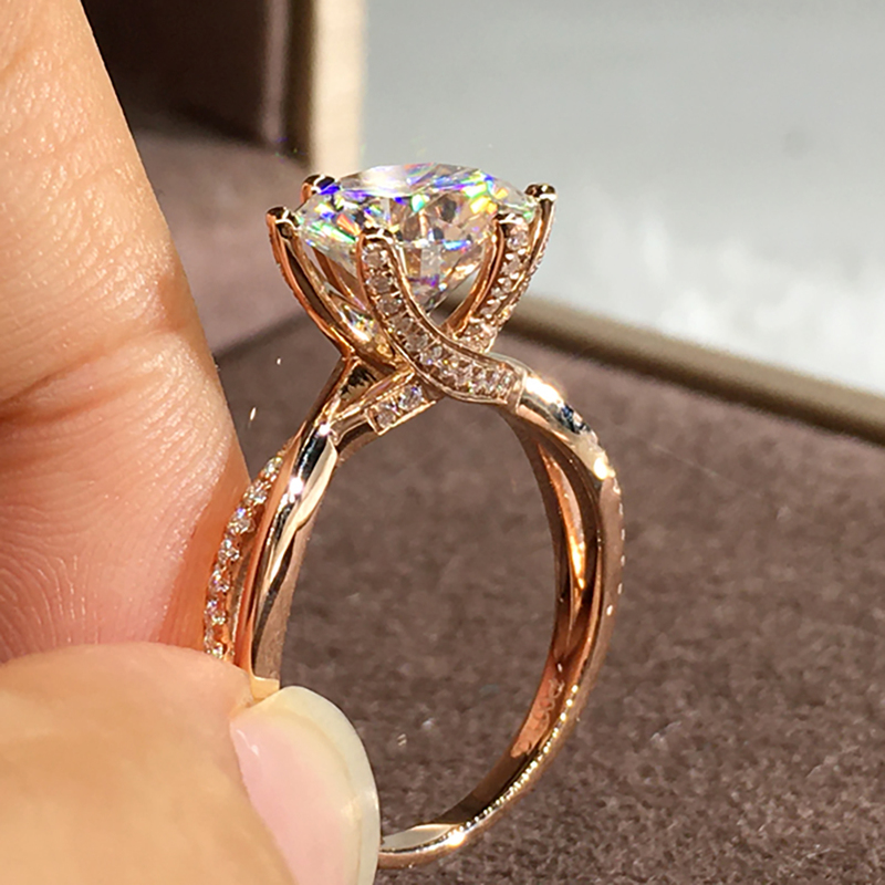 14K Gold Women Ring Diamonds 1 2 3 5 Carat Round intersect Wedding Party Engagement Anniversary Ring Cross Connection 220816