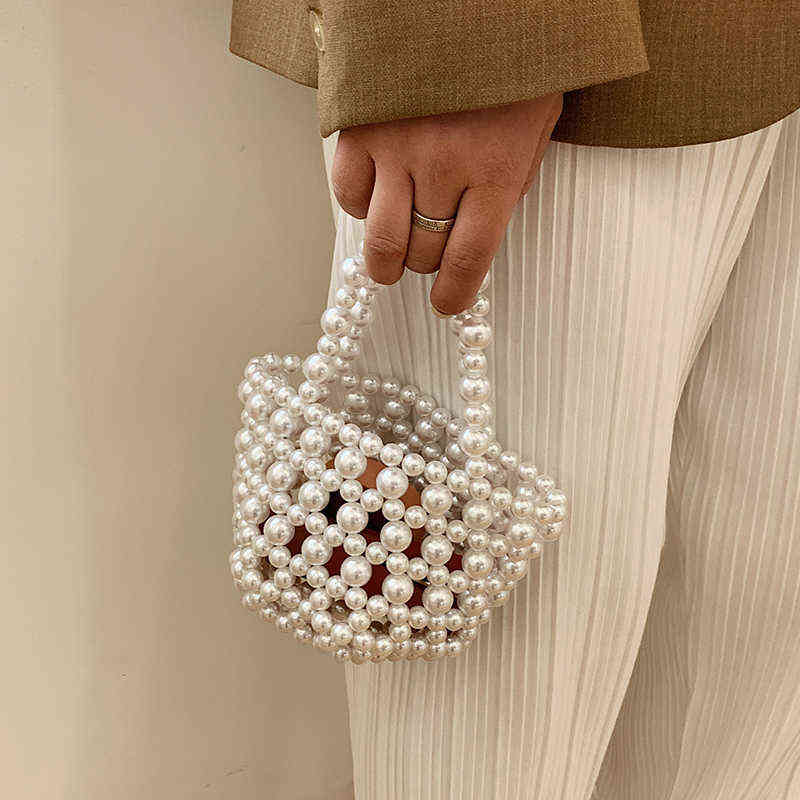Evening Bags Acrylic Crystal Beaded Shoulder Women New Handmade Fashion Beads Small Clutch Handbag Girls Transparent Beach Bag Holiday 220513
