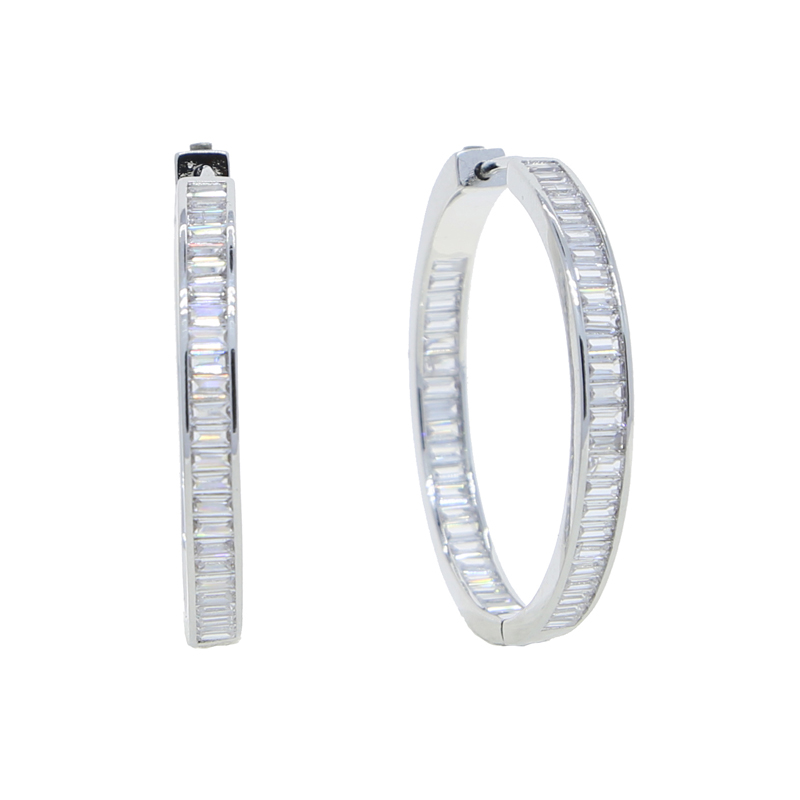 New Styles 37mm Round Cubic Zircon Hoop Earring With Gold Silver Plated engagement Wedding Earrings For Women Lady Luxury Jewelry Wholesale