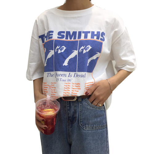 Vintage Letter Printed Causal White Cotton All Match Loose Fashion Basic Short Sleeve Female T-shirts 220321