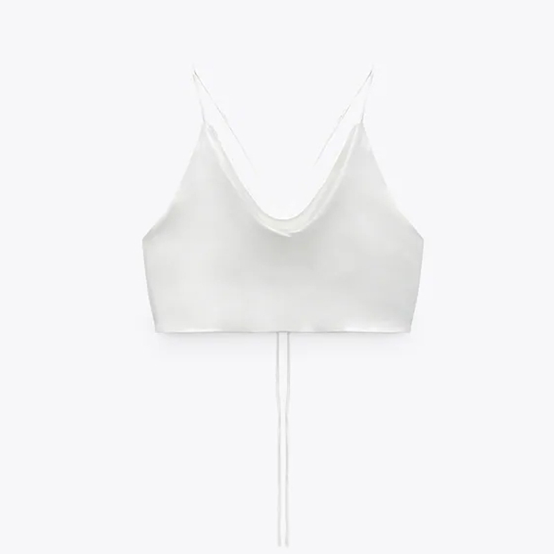 TRAF Summer White Satin Top Woman Pink Crop Sexy Backless Tank women Camisole Beachwear Tie-Dye Strap s 220325