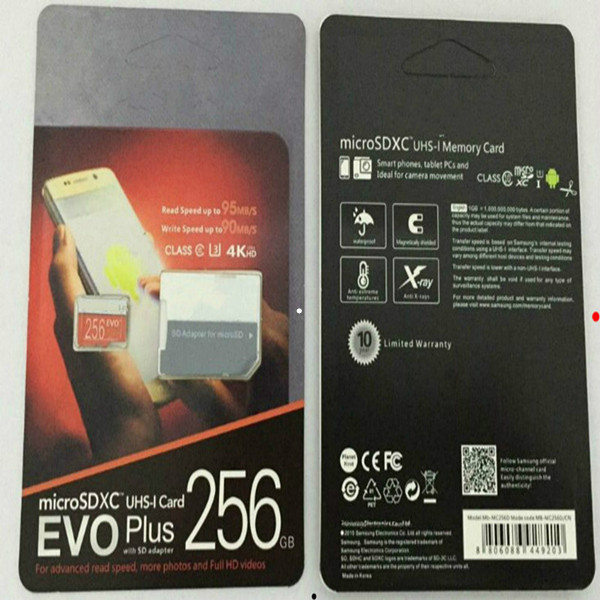 

32GB/64GB/128GB/256GB high quality EVO+ PLUS UHS-I Trans flash TF Card Class 10 U3 Memory Card with Adapter Faster Speeds