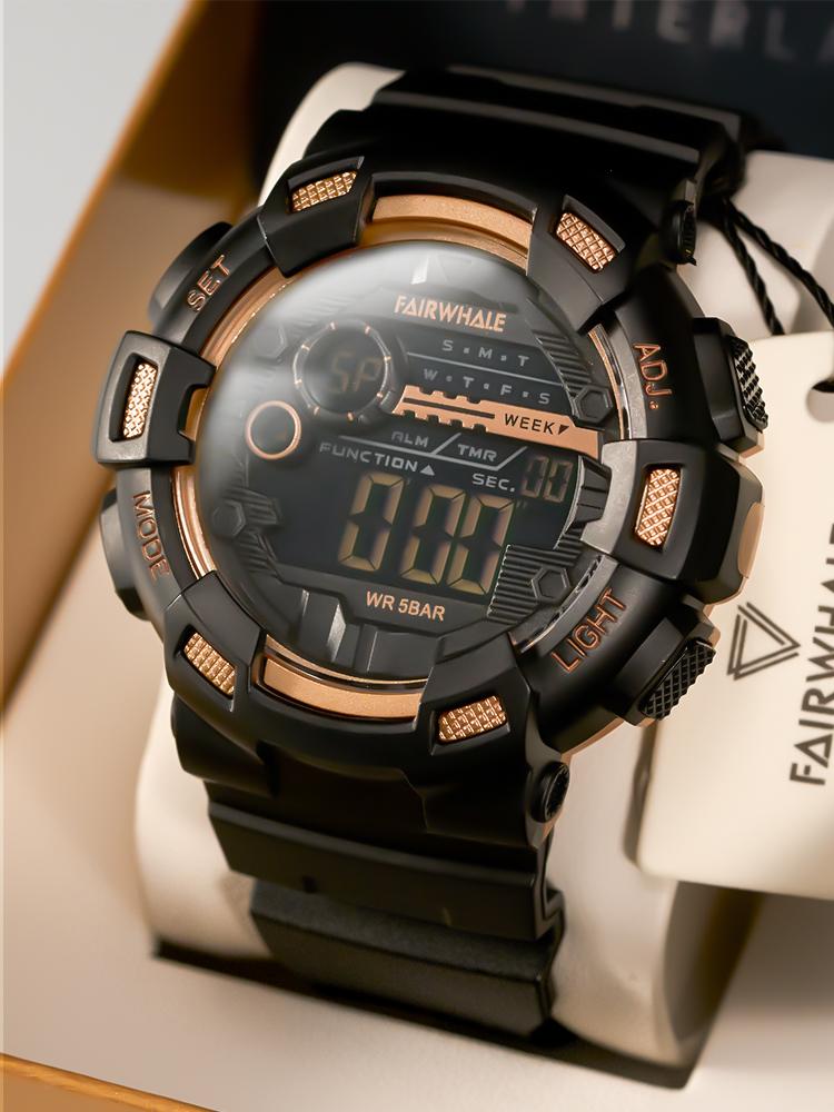 Wristwatches Mark Fairwhale Watch Men Black Tech Student Trend Waterproof Luminous Electronic Sports, Fw-4210-6
Wristwatches Mark Fairwhale Watch Men Black Tech Student Trend Waterproof Luminous Electronic Sports, Fw-4210-6