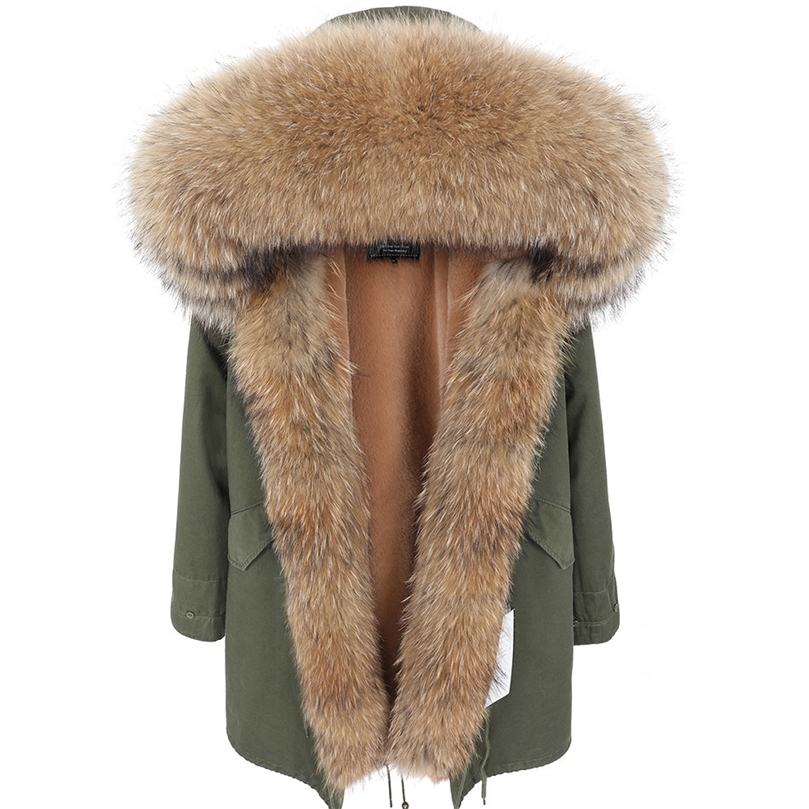 MAOMAOKONG Real raccoon fur winter clothing thick warm coat parkas women's jacket woman 201125