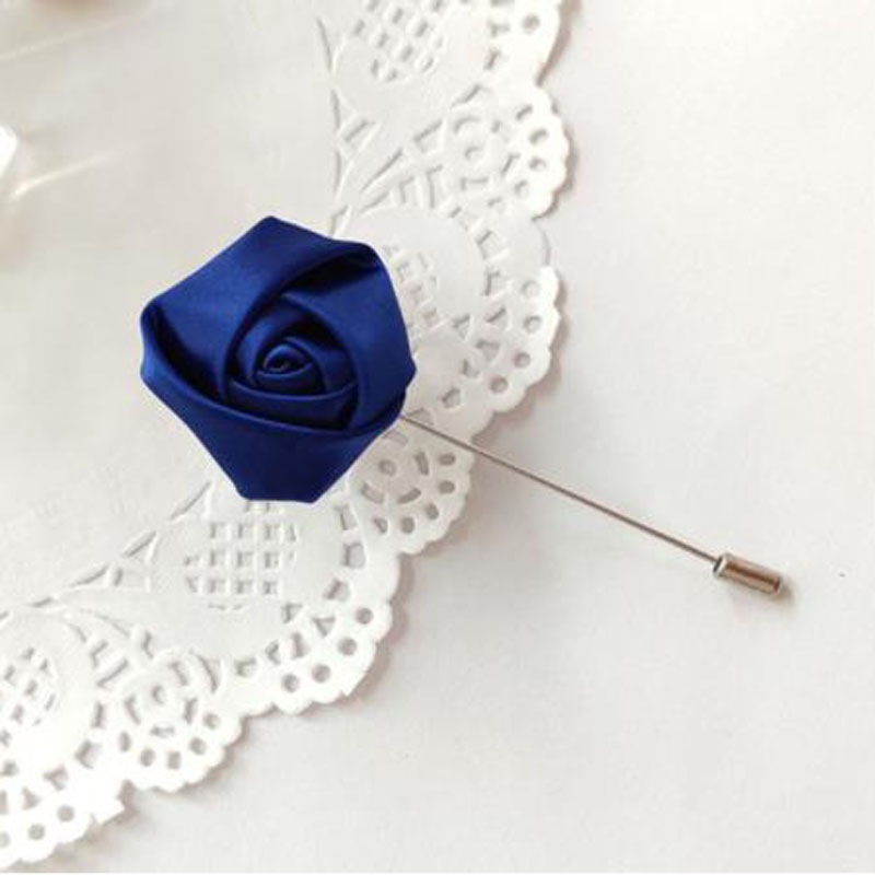 Red Boutonnieres Wedding Accessories Groom Corsage Lapel Pins Ribbon Roses Flower Men Women Buttonhole Brooch Mariage Prom Decor