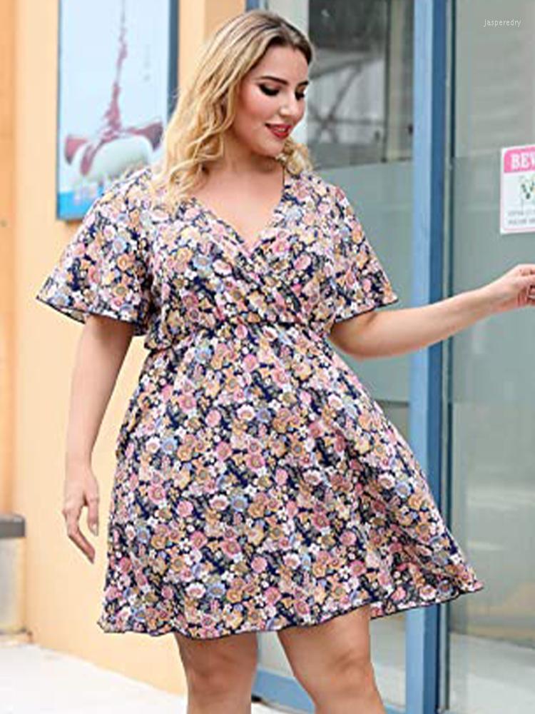 Plus Size Dresses Women Clothing Solid Color V Neck Dress Street Fanshion For Summer Elegant Flowers Short Sleeve DressesPlus Jasp22, Beige
Plus Size Dresses Women Clothing Solid Color V Neck Dress Street Fanshion For Summer Elegant Flowers Short Sleeve DressesPlus Jasp22, Beige