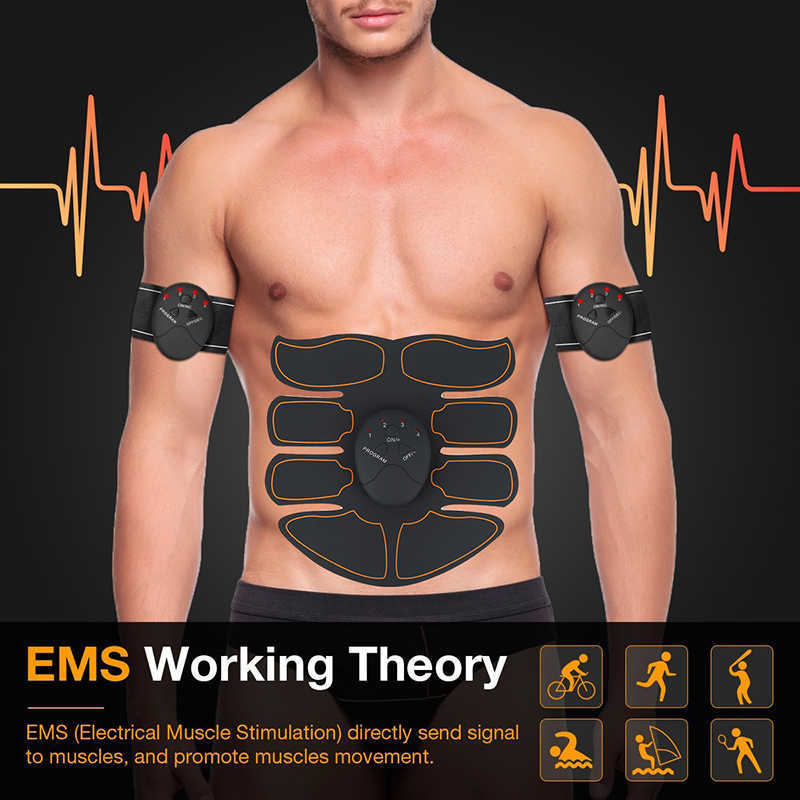 Smart EMS Muscle Stimulator Wireless Electric Pulse Treatment ABS Fittness Slimming Beauty Abdominal Muscle Exerciser Trainer25296