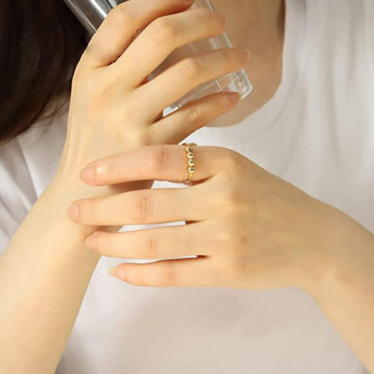 Creative Anxiety Rotatable Ring Copper 18K Gold Silver Relieve Stress Fidget Rings for Women Beads Ring Nice Jewelry Gift Adjustable Free Size