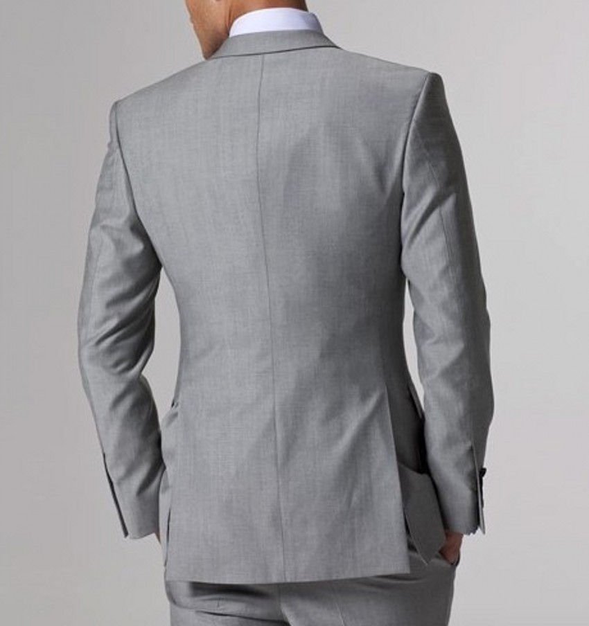 Brand New Light Grey Men Wedding Dress Notch Lapel Slim Fit Groom Tuxedos Popular Dinner/Darty Dress 3 Piece Suit Jacket Pants Tie Vest 066