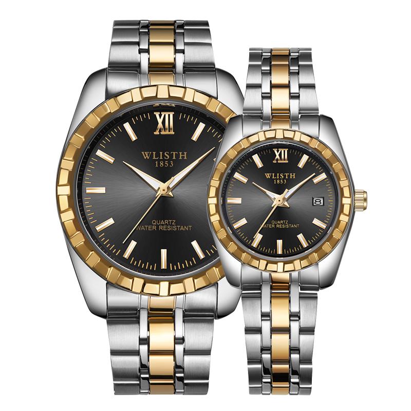 Wristwatches China Factory Watch Couple Fashion Quartz Wrist Prices Low MOQ Clock For Lover Hand Watches, Men silver gold