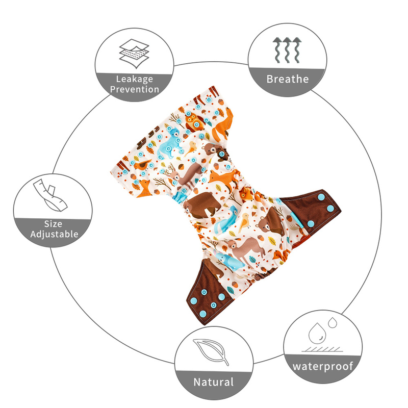 Happy Flute Onesize AI2 Pocket Cloth Diaper With Bamboo Cotton Insert Eco-Friendly Reusable Washable Waterproof Nappy 220512