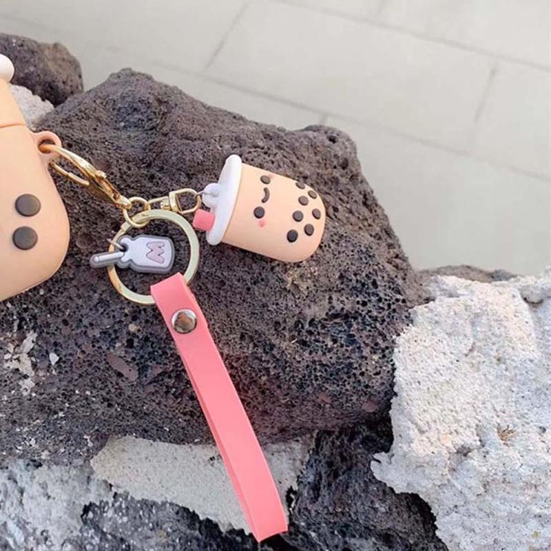 Keychains Silicone Bubble Tea Keychain Boba Milk Key Ring Car Cute Jewelry GiftKeychains Emel22