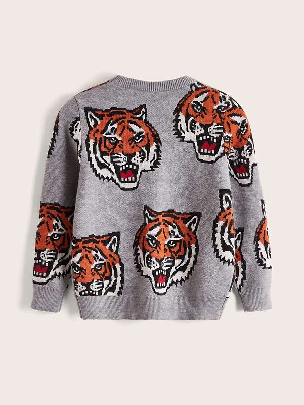 Toddler Boys Tiger Pattern Sweater SHE01