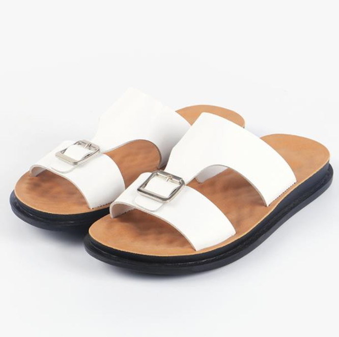 Men's New Sandals Fashion Beach Shoes Flat Slippers, White