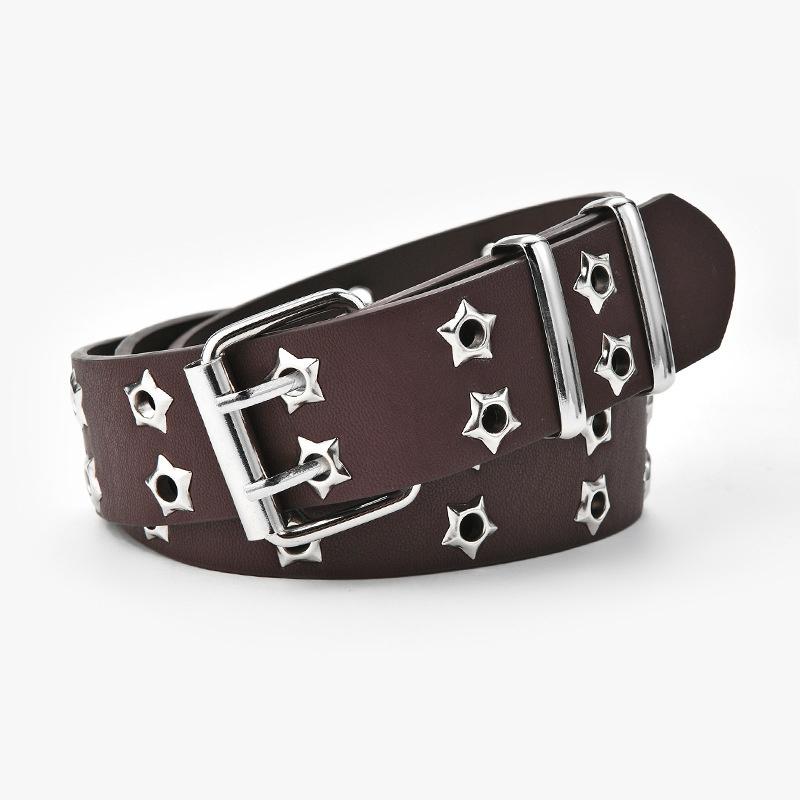 Belts Punk Belt Black Leather For Women Double Star Eyelet All Match Jeans Ceinture Mujer Style Hip Hop Riem 2022 Cintos, White
Belts Punk Belt Black Leather For Women Double Star Eyelet All Match Jeans Ceinture Mujer Style Hip Hop Riem 2022 Cintos, White