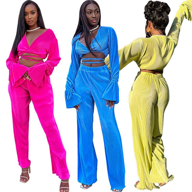 Women' Two Piece Pants Adogirl Pleated Set Women Solid Wrap V Neck Lace Up Flare Sleeve Crop Top Wide Leg Fashion Casual Clothing SuitWomen, Blue
Women' Two Piece Pants Adogirl Pleated Set Women Solid Wrap V Neck Lace Up Flare Sleeve Crop Top Wide Leg Fashion Casual Clothing SuitWomen, Blue