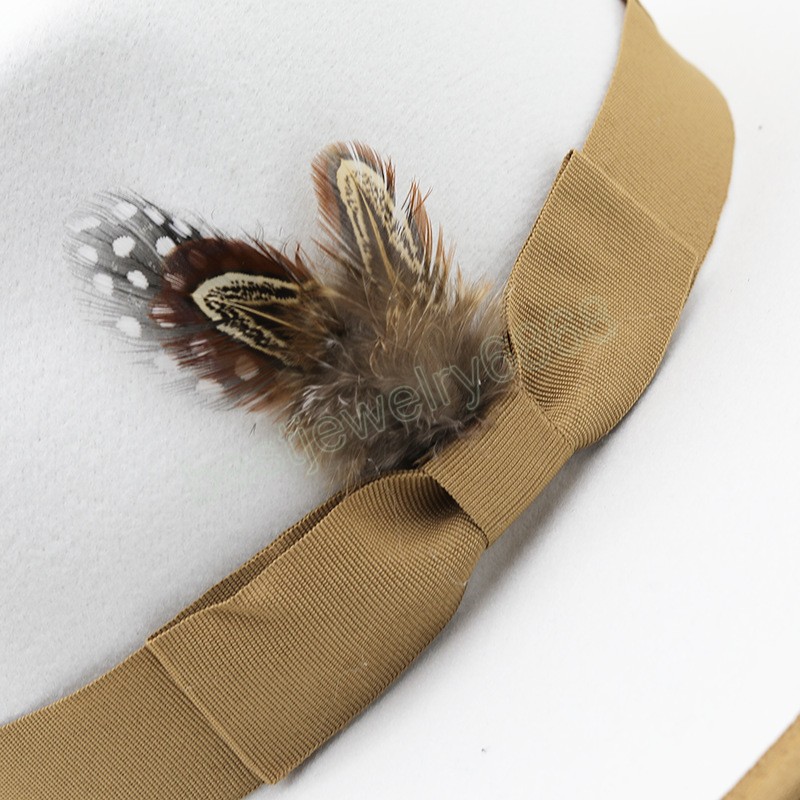 Feather band Felt Fedora Hats for Women Wide Brim Men Formal Jazz Hats Panama Church Wedding Dress Hat chapeu feminino