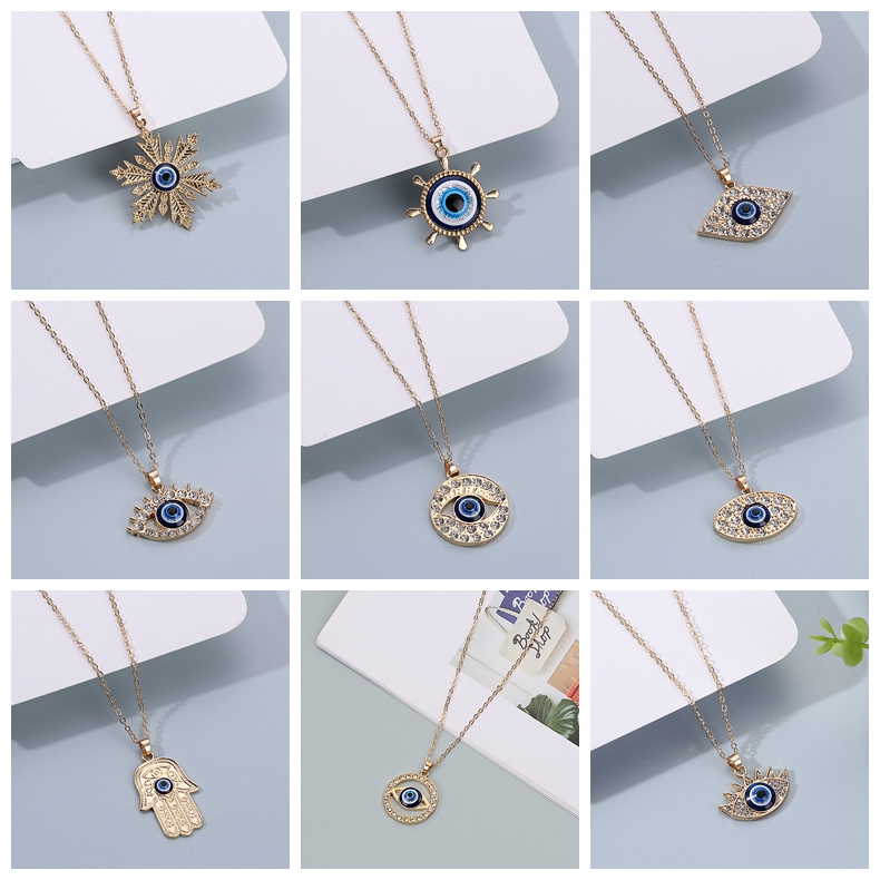 Turkish Blue Evil Eye Pendant Necklace for Women Gift