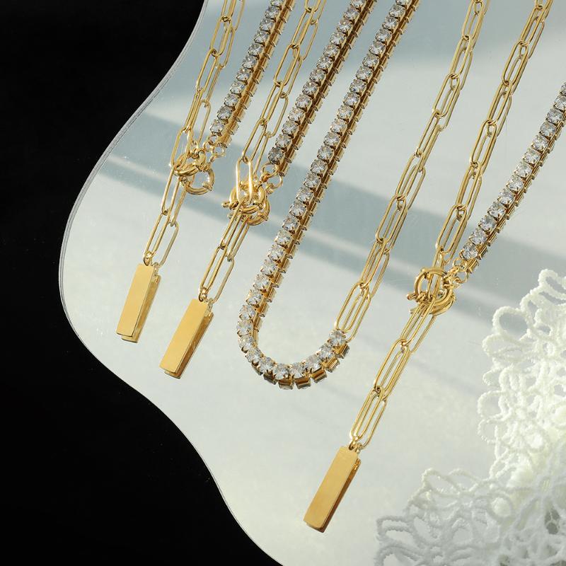 Chains Stainless Steel Necklace For Women Jewelry Luxury Shiny Chain Cubic Zircon Clavicle 18K Gold Plated
Chains Stainless Steel Necklace For Women Jewelry Luxury Shiny Chain Cubic Zircon Clavicle 18K Gold Plated