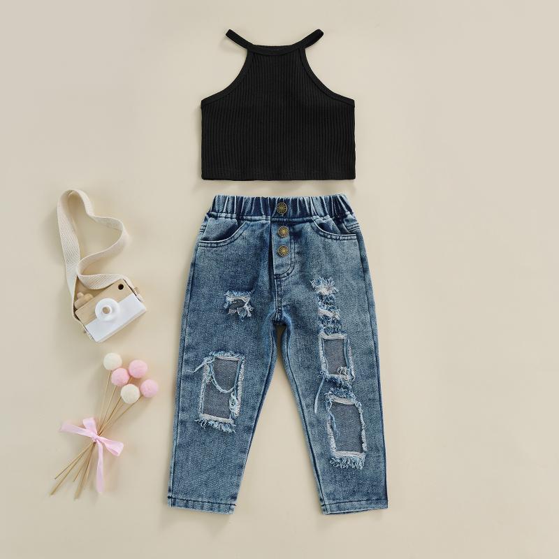 Clothing Sets Girls Summer Solid Sleeveless Tank Top Ripped Jeans 2Pcs For Kids Baby Clothes OutfitsClothing, As pic
Clothing Sets Girls Summer Solid Sleeveless Tank Top Ripped Jeans 2Pcs For Kids Baby Clothes OutfitsClothing, As pic