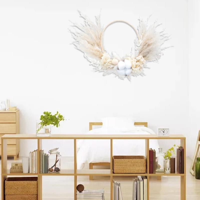 Decorative Flowers Wreaths Natural Pampas Dried Flower Wreath For Home Decor Boho Grass Phragmites Garland Autum Wedding Decorat6584458