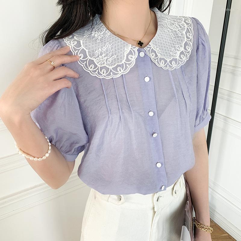 Women's Blouses & Shirts Women Shirt 2022Summer Bubble Sleeve Chiffon Lace Grain Collar Pure Color Princess Slim Girl Micro Through, White
Women's Blouses & Shirts Women Shirt 2022Summer Bubble Sleeve Chiffon Lace Grain Collar Pure Color Princess Slim Girl Micro Through, White