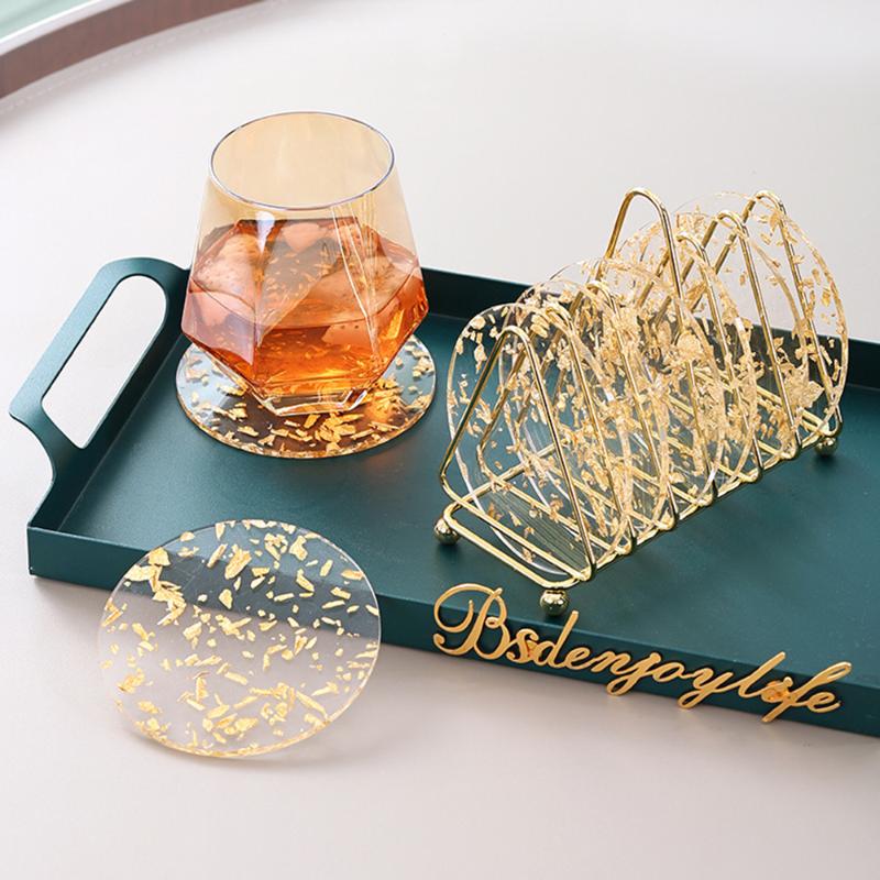 Mats & Pads Acrylic Gold Foil Heat Insulation Table Mat Anti-skid Cup Tea Milk Mug Coffee Kitchen Decorative
Mats & Pads Acrylic Gold Foil Heat Insulation Table Mat Anti-skid Cup Tea Milk Mug Coffee Kitchen Decorative