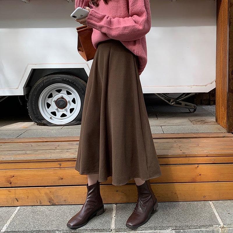 Skirts HOUZHOU Vintage Brown Woolen Long Women Autumn Winter High Waisted Loose A-line Midi Skirt Korean Fashion Elegant Casual, Black
Skirts HOUZHOU Vintage Brown Woolen Long Women Autumn Winter High Waisted Loose A-line Midi Skirt Korean Fashion Elegant Casual, Black