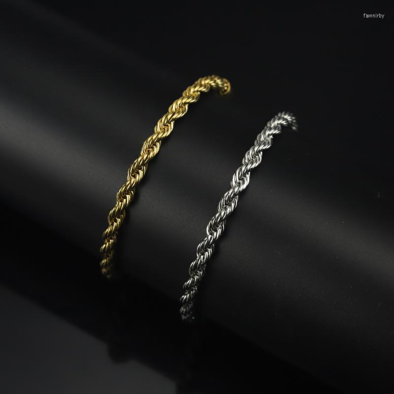 Charm Bracelets Waterproof Color Retention Stainless Steel Men Bracelet 5mm Twist Rope Chain Bangles For Jewelry Fawn22