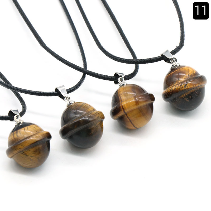 Natural Crystal Mini Planet Galactic Planet Charms Necklaces Rose Quartz Aventurine Labradorite Stone Pendant Universe Necklace