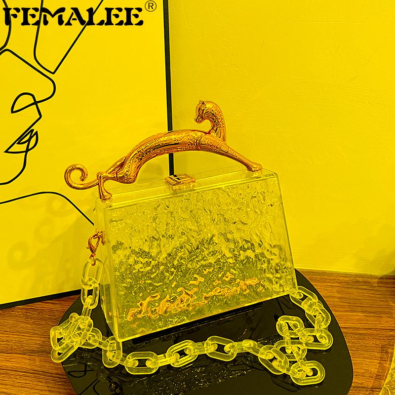 Shoulder Bags Acrylic Box Handbags For Women Metal Leoapard Handle Lock Chain Bag Luxury Designer Purses Transparent Crack Print BagShoulder, Black
Shoulder Bags Acrylic Box Handbags For Women Metal Leoapard Handle Lock Chain Bag Luxury Designer Purses Transparent Crack Print BagShoulder, Black