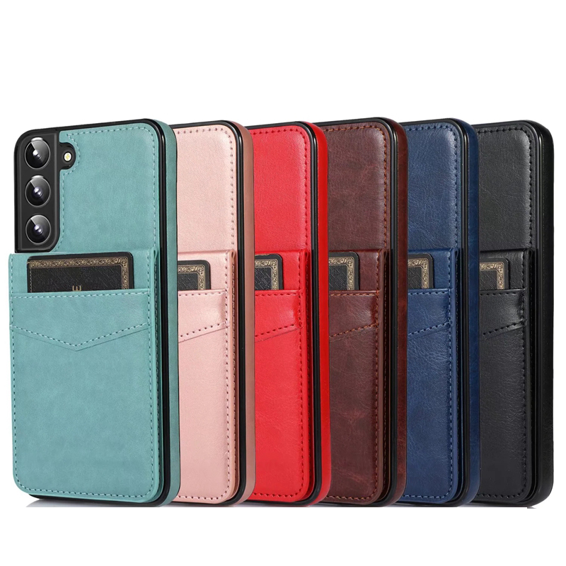 Credit ID Card Pocket Cases For Iphone 17 Air 16 15 Plus 14 13 Pro MAX 12 11 X Samsung S25 FE Edge S24 S23 Retro Multifunction Pack Back Wallet Leathe