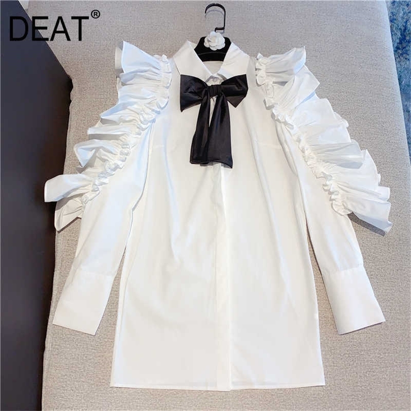 DEAT Spring Arrivals Long Butterfly Sleeve Bow Collar White Shirt Women Top ML445 210709
DEAT Spring Arrivals Long Butterfly Sleeve Bow Collar White Shirt Women Top ML445 210709