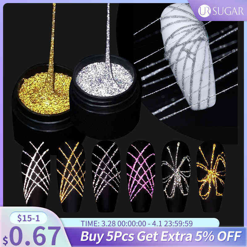 Nail Gel Toy Reflective Glitter Silver Gold Line for Nails Art Manicure Varnishes Drawing Painting Uv Polish 0328