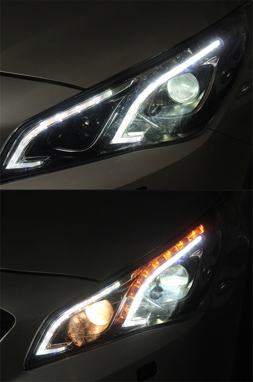 Auto Head Lights For Sonata 9 LED Headlight 20 15-17 Hyundai DRL Turn Signal High Beam Angel Eye LED Daytime Light