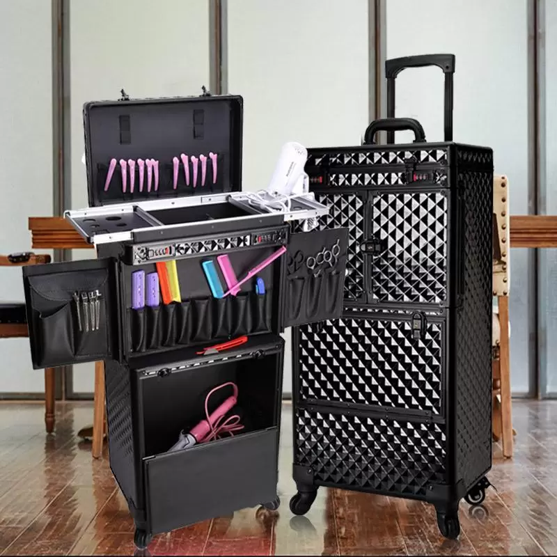 Suitcases Women Large Capacity Trolley Cosmetic Case Rolling Luggage Bag,Nails Make Up Toolbox,Multi-layer Beauty Tattoo Suitcase