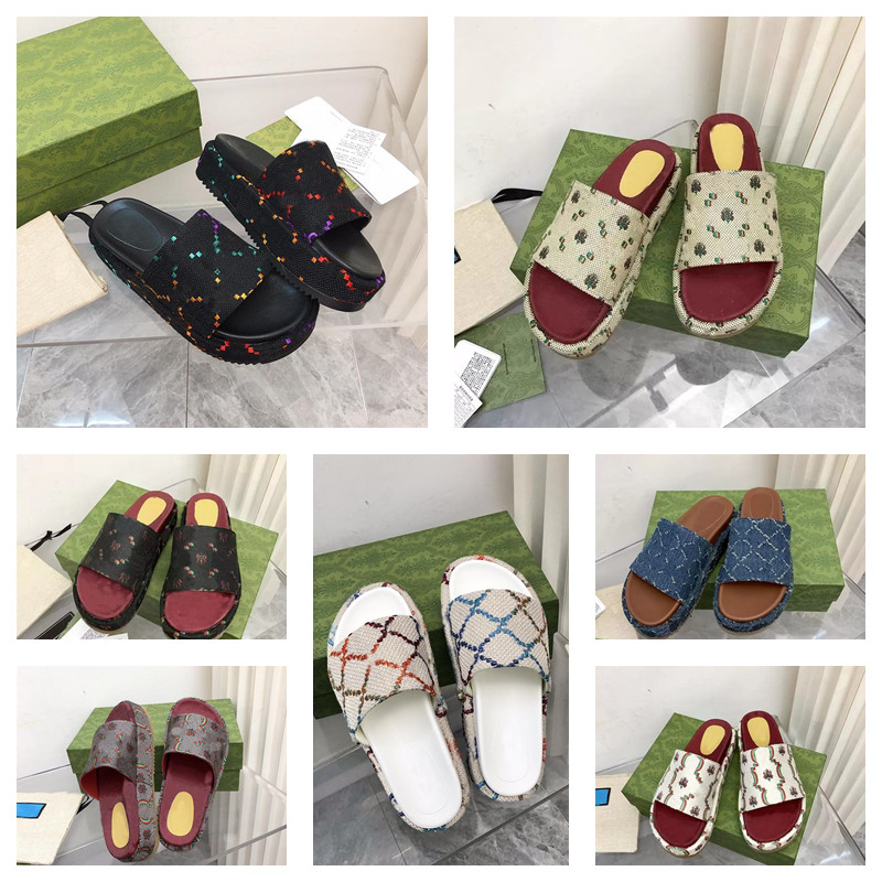Designers Slippers New style Thick bottom Sandals Letter Embroidery Slides lady Macaron Platform Wedges canvas Sandal Beach High heel for men women
Designers Slippers New style Thick bottom Sandals Letter Embroidery Slides lady Macaron Platform Wedges canvas Sandal Beach High heel for men women