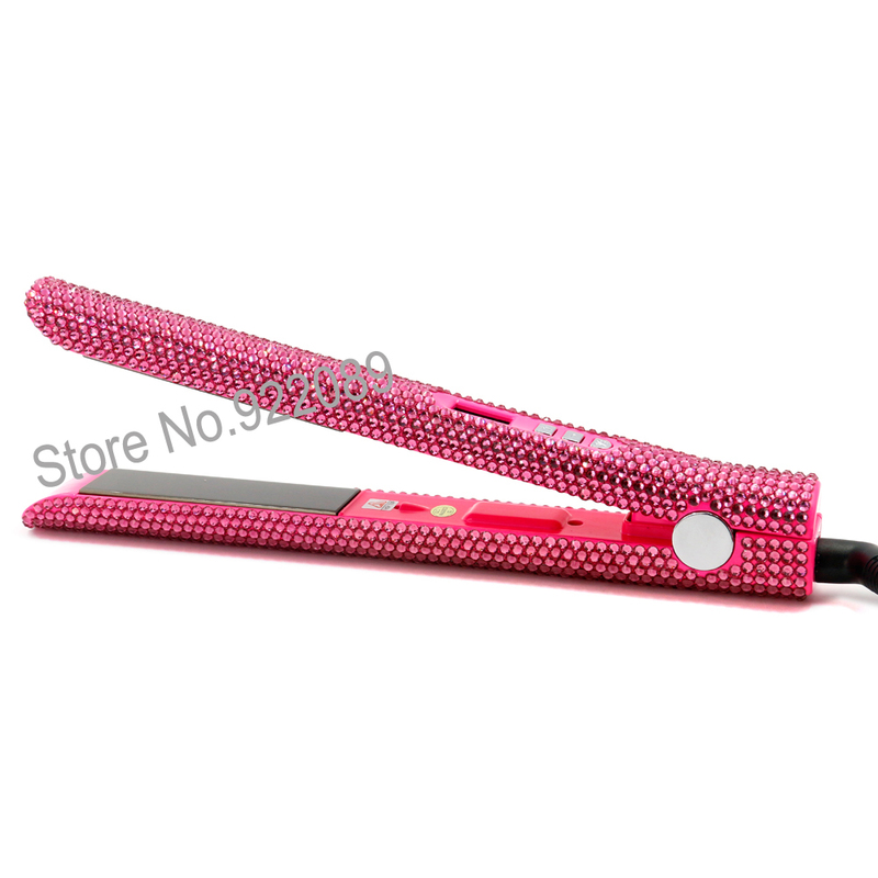 Professional Crystal Hair Flat Iron Plate Diamond Straightener Styling Tools with Bling s 220623
