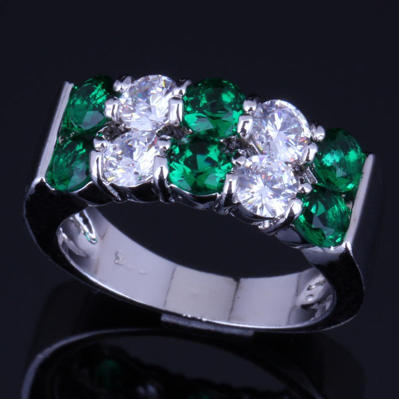 Cluster Rings Flawless Round Green Cubic Zirconia White CZ Silver Plated Ring V0083Cluster
Cluster Rings Flawless Round Green Cubic Zirconia White CZ Silver Plated Ring V0083Cluster