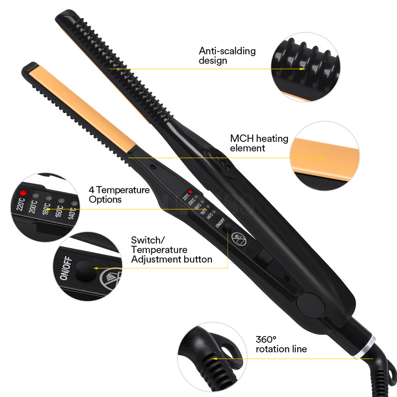 2 In 1 Hair Straightener Curler Short Hair Mini Hair Straightening Small Flat Iron Men Beard Straightening Thinnest Wool Curls 220623