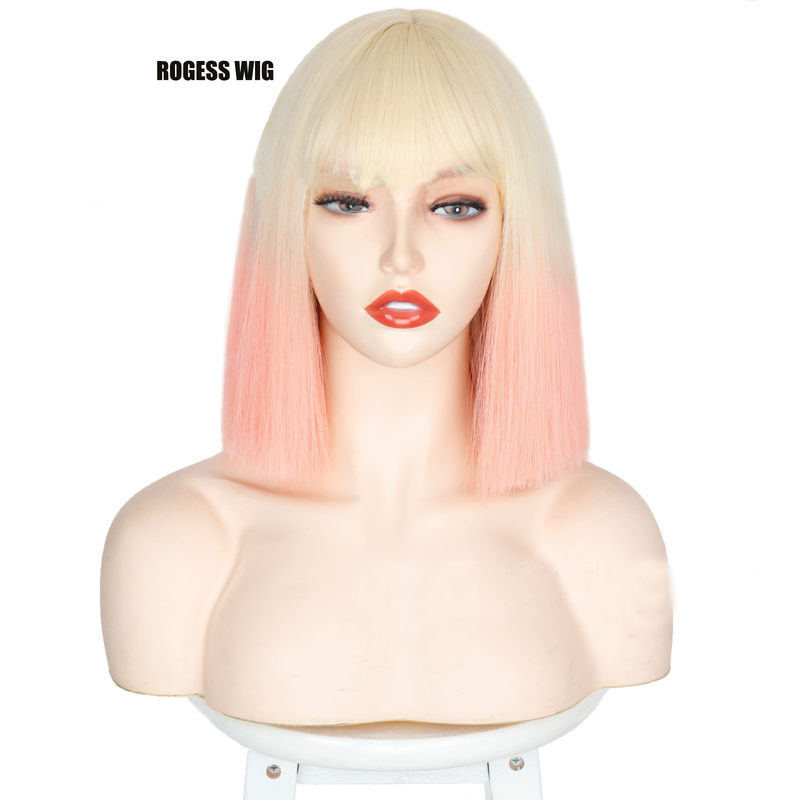 Lady's Short Straight BOB Hair Wig Multi Color Nature Synthetic Heat Resistant Weave Full Wigs for Women