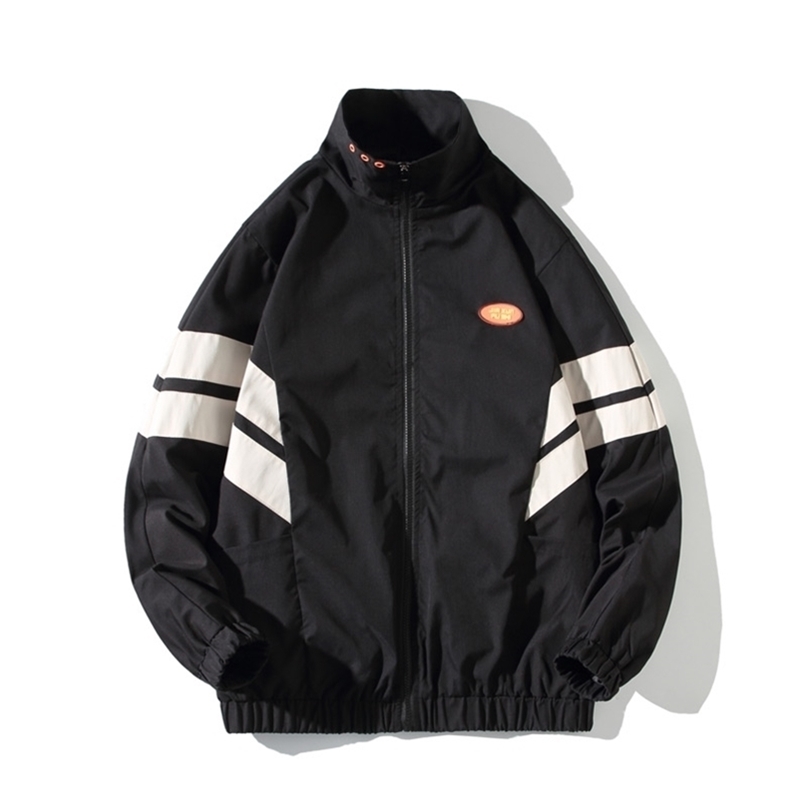 Autumn Men's Jackets Coat Raglan Sleeve Windproof Collar Patchwork Stripe Streetwear Windbreaker Bomber Jacket Man Clothing 220816, Black
Autumn Men's Jackets Coat Raglan Sleeve Windproof Collar Patchwork Stripe Streetwear Windbreaker Bomber Jacket Man Clothing 220816, Black